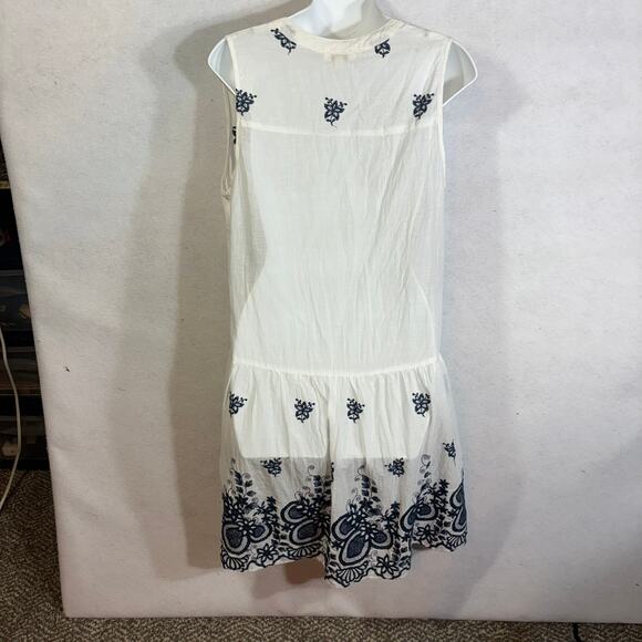 Umgee Embroidered Dress Women's Size Large L Sleeveless White Navy Floral - Picture 2 of 7
